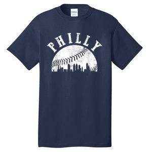 Philly Baseball Sports Skyline Illustration Cityscape Tall T-Shirt