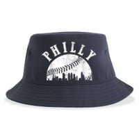 Philly Baseball Sports Skyline Illustration Cityscape Sustainable Bucket Hat