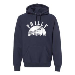 Philly Baseball Sports Skyline Illustration Cityscape Premium Hoodie