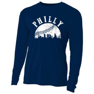 Philly Baseball Sports Skyline Illustration Cityscape Cooling Performance Long Sleeve Crew