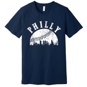 Philly Baseball Sports Skyline Illustration Cityscape Premium T-Shirt