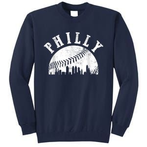 Philly Baseball Sports Skyline Illustration Cityscape Tall Sweatshirt