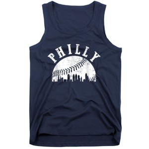 Philly Baseball Sports Skyline Illustration Cityscape Tank Top