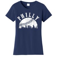 Philly Baseball Sports Skyline Illustration Cityscape Women's T-Shirt