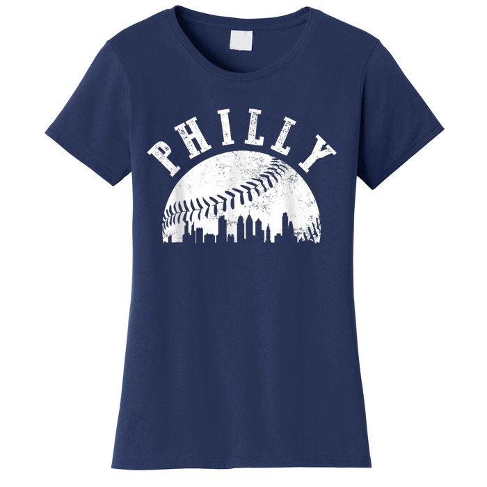 Philly Baseball Sports Skyline Illustration Cityscape Women's T-Shirt