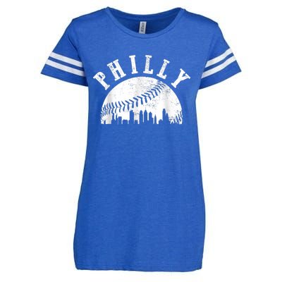 Philly Baseball Sports Skyline Illustration Cityscape Enza Ladies Jersey Football T-Shirt