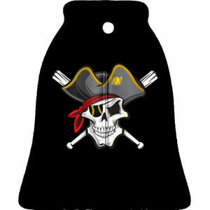 Pirate Baseball Skull Fans Of Pittsburgh Zip Hoodie Ceramic Bell Ornament