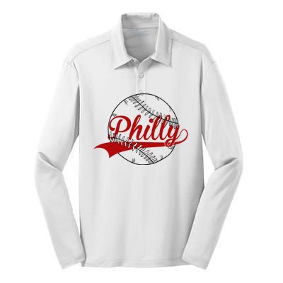 Philly Baseball Sport Lover Silk Touch Performance Long Sleeve Polo