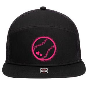 Pink Baseball Softball Lover Wo Girl 7 Panel Mesh Trucker Snapback Hat