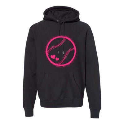 Pink Baseball Softball Lover Wo Girl Premium Hoodie