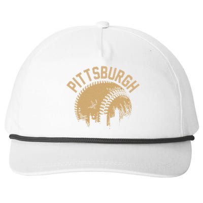 Pittsburgh Baseball Skyline Pennsylvania Player Coach Fan Snapback Five-Panel Rope Hat