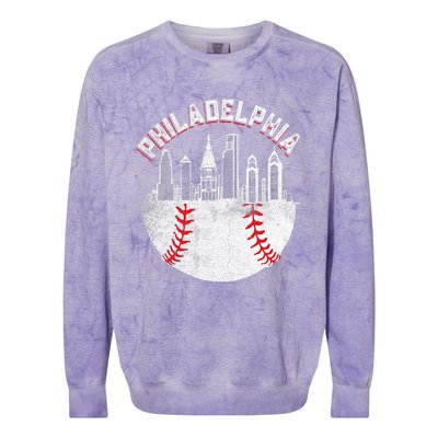 Philadelphia Baseball Skyline Retro Philly Cityscap Colorblast Crewneck Sweatshirt