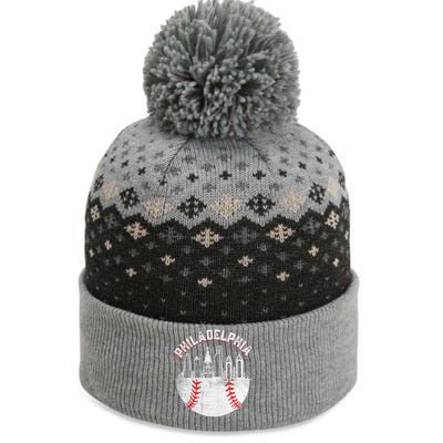 Philadelphia Baseball Skyline Retro Philly Cityscap The Baniff Cuffed Pom Beanie