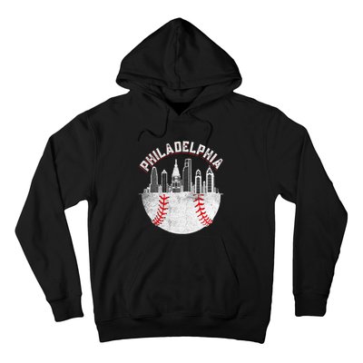 Philadelphia Baseball Skyline Retro Philly Cityscap Hoodie