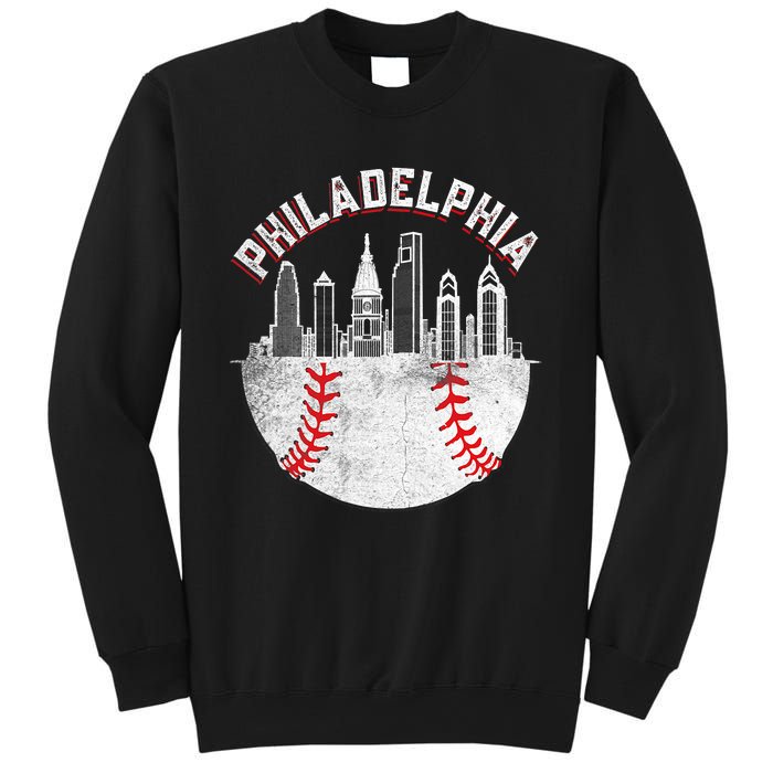 Philadelphia Baseball Skyline Retro Philly Cityscap Sweatshirt