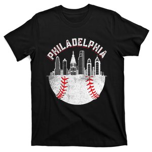 Philadelphia Baseball Skyline Retro Philly Cityscap T-Shirt