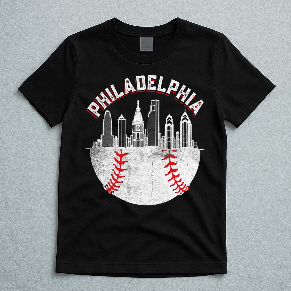 Philadelphia Baseball Skyline Retro Philly Cityscap T-Shirt