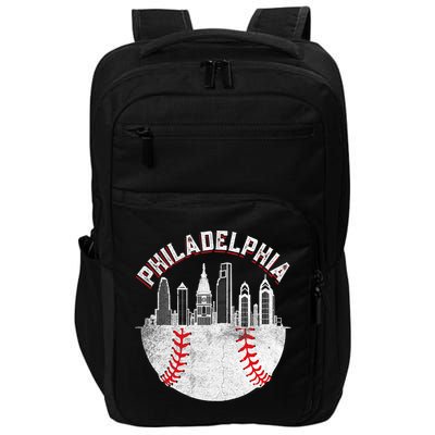 Philadelphia Baseball Skyline Retro Philly Cityscap Impact Tech Backpack
