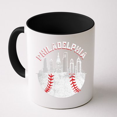 Philadelphia Baseball Skyline Retro Philly Cityscap Mug