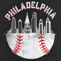 Philadelphia Baseball Skyline Retro Philly Cityscap Beanie