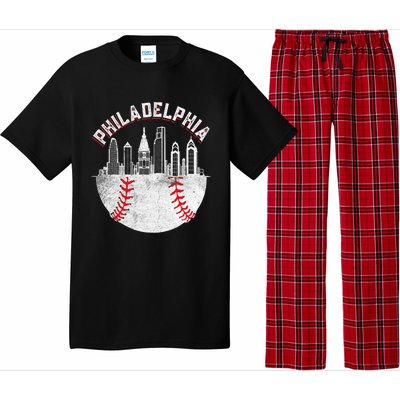 Philadelphia Baseball Skyline Retro Philly Cityscap Pajama Set