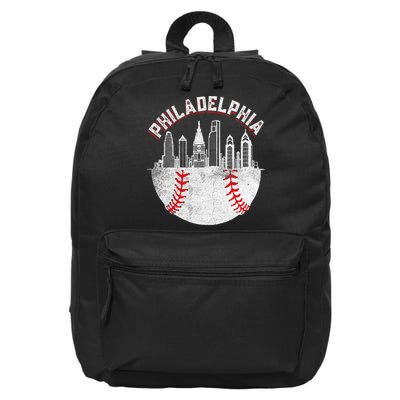 Philadelphia Baseball Skyline Retro Philly Cityscap 16 in Basic Backpack