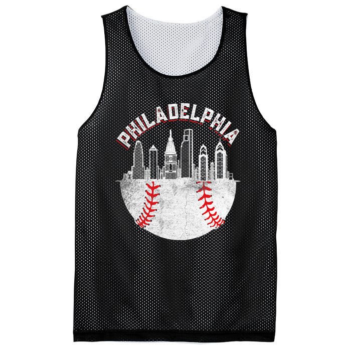 Philadelphia Baseball Skyline Retro Philly Cityscap Mesh Reversible Basketball Jersey Tank