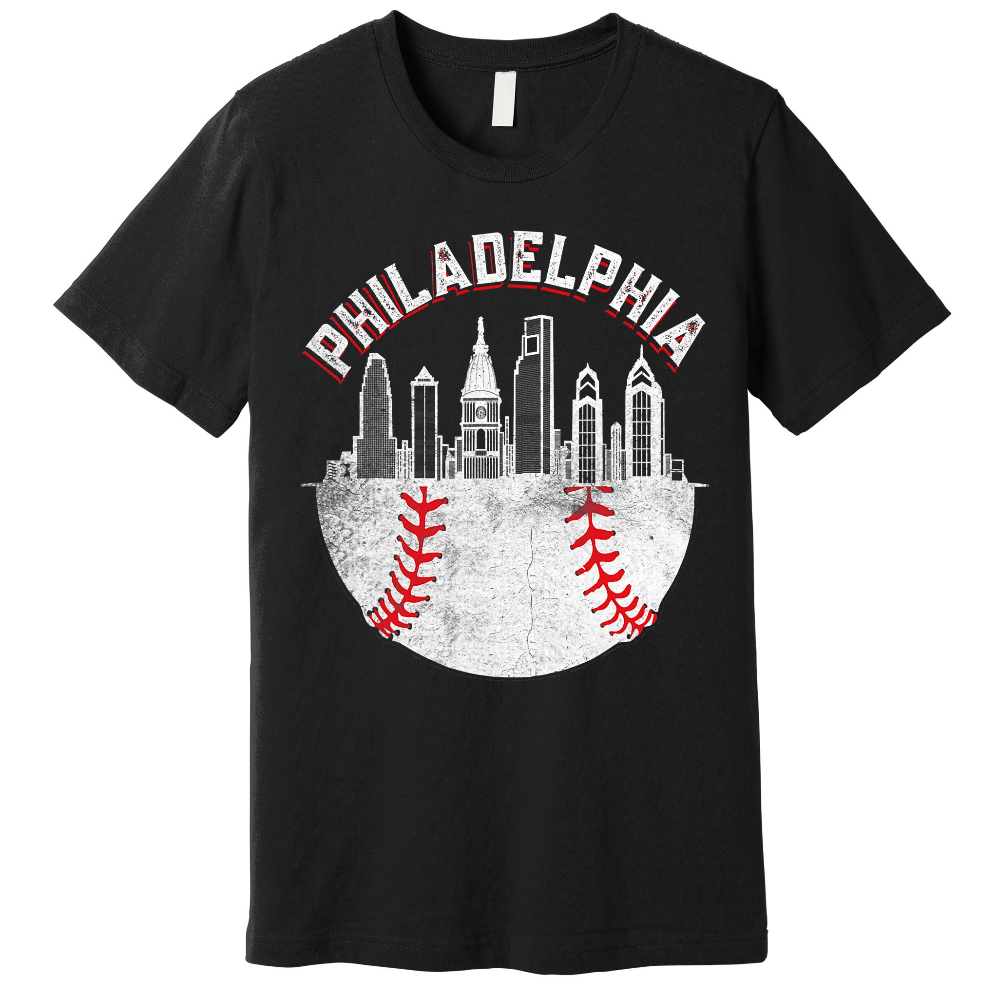 Philadelphia Baseball Skyline Retro Philly Cityscap Premium T-Shirt