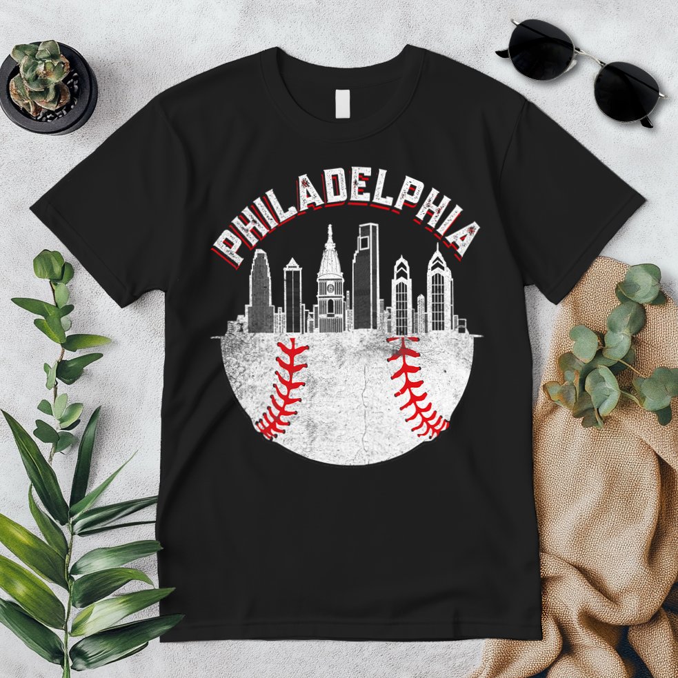 Philadelphia Baseball Skyline Retro Philly Cityscap Premium T-Shirt