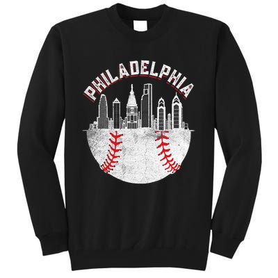 Philadelphia Baseball Skyline Retro Philly Cityscap Tall Sweatshirt