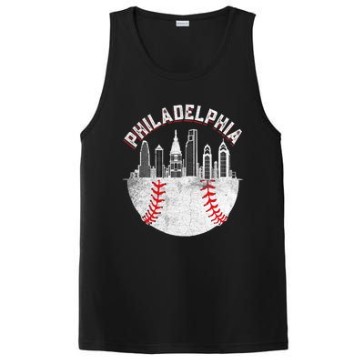 Philadelphia Baseball Skyline Retro Philly Cityscap PosiCharge Competitor Tank