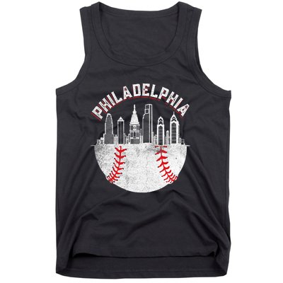 Philadelphia Baseball Skyline Retro Philly Cityscap Tank Top