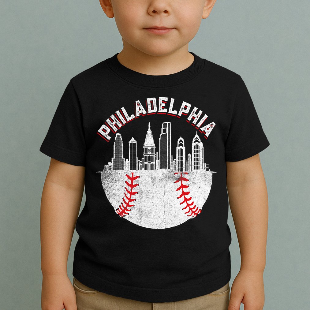 Philadelphia Baseball Skyline Retro Philly Cityscap Toddler T-Shirt