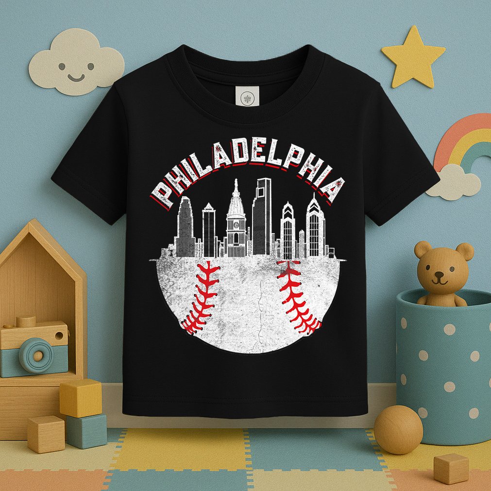 Philadelphia Baseball Skyline Retro Philly Cityscap Toddler T-Shirt