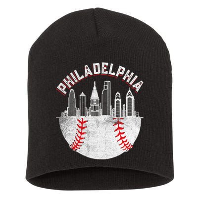 Philadelphia Baseball Skyline Retro Philly Cityscap Short Acrylic Beanie