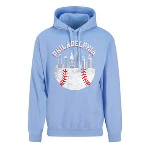 Philadelphia Baseball Skyline Retro Philly Cityscap Unisex Surf Hoodie