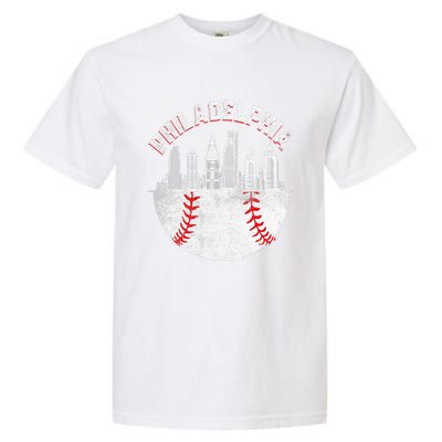 Philadelphia Baseball Skyline Retro Philly Cityscap Garment-Dyed Heavyweight T-Shirt