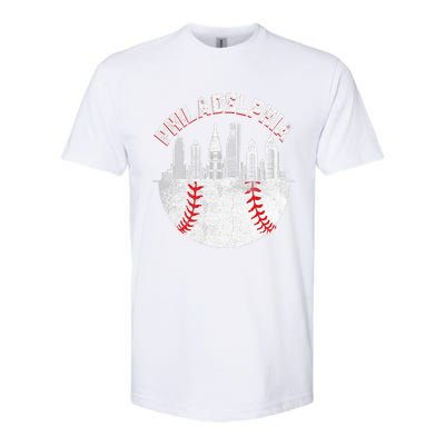 Philadelphia Baseball Skyline Retro Philly Cityscap Softstyle CVC T-Shirt