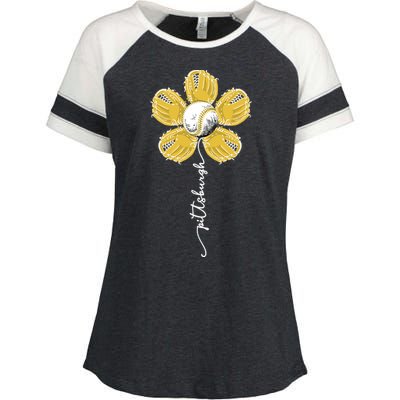 Pittsburgh Baseball Sunflower Sport Lover Enza Ladies Jersey Colorblock Tee