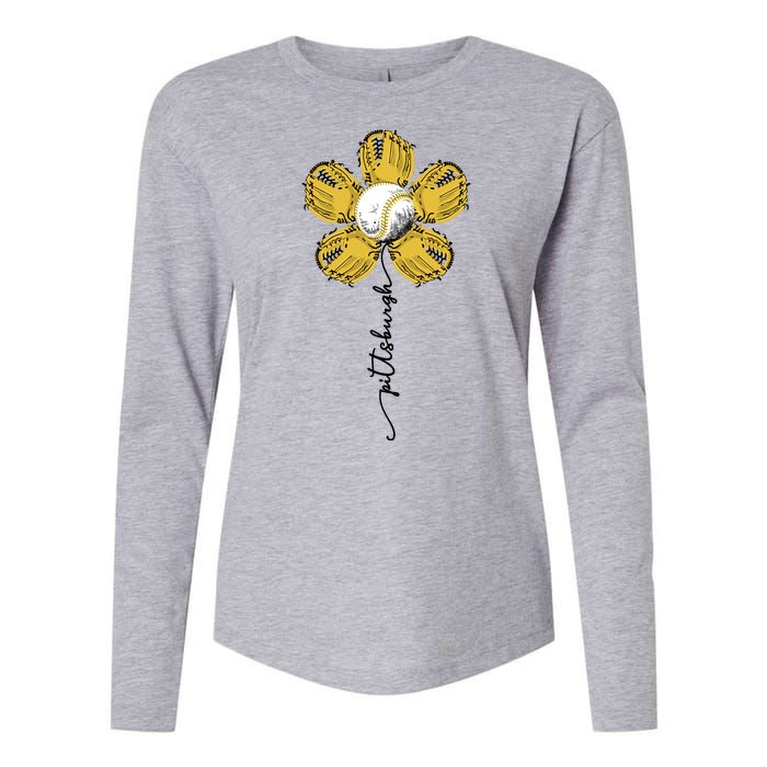 Pittsburgh Baseball Sunflower Sport Lover Womens Cotton Relaxed Long Sleeve T-Shirt