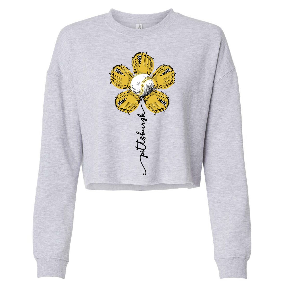 Pittsburgh Baseball Sunflower Sport Lover Cropped Pullover Crew