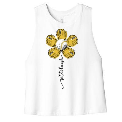 Pittsburgh Baseball Sunflower Sport Lover Women's Racerback Cropped Tank