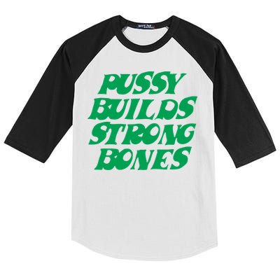 Pussy Builds Strong Bones Kids Colorblock Raglan Jersey