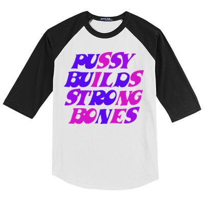 Pussy Builds Strong Bones Shirt PBSB Colored Kids Colorblock Raglan Jersey