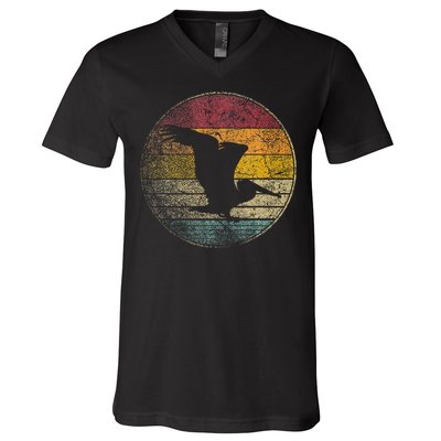 Pelican Bird Sun Retro Vintage 80s Gift Beach Tropical V-Neck T-Shirt