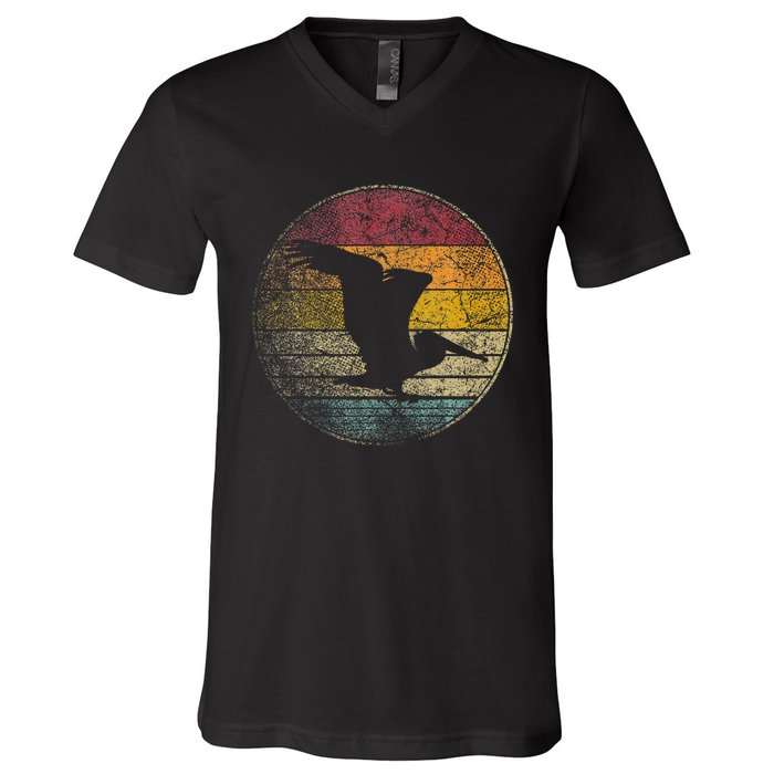 Pelican Bird Sun Retro Vintage 80s Gift Beach Tropical V-Neck T-Shirt