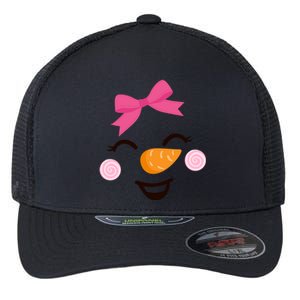 Pink Bow Snow Cute Snow Face Christmas Meaningful Gift Flexfit Unipanel Trucker Cap