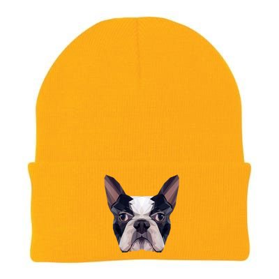 Polygonal Boston Terrier Dog Face Boston Terrier Mom And Dad Knit Cap Winter Beanie