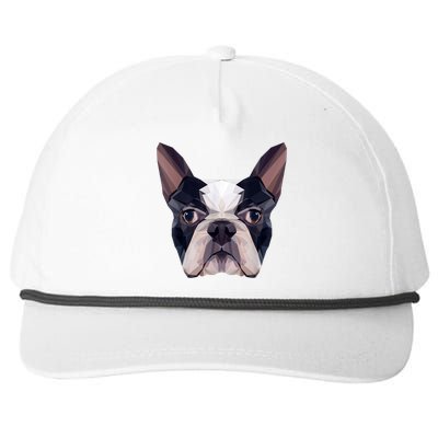 Polygonal Boston Terrier Dog Face Boston Terrier Mom And Dad Snapback Five-Panel Rope Hat