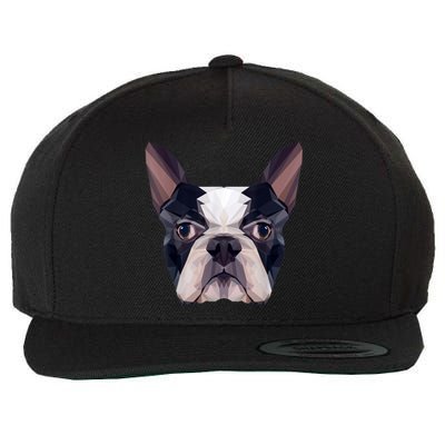 Polygonal Boston Terrier Dog Face Boston Terrier Mom And Dad Wool Snapback Cap